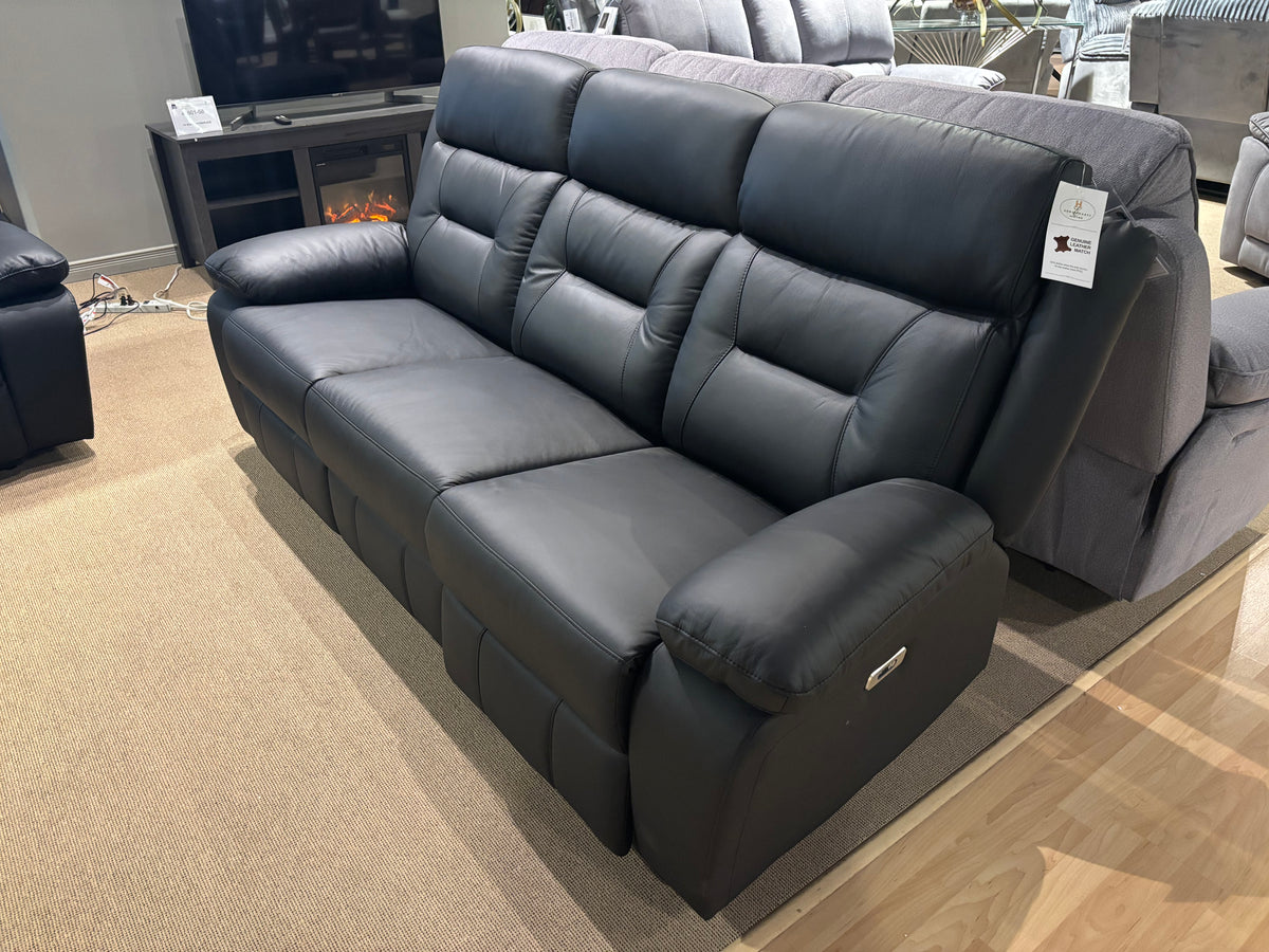 Model 9629BLK black leather power recliner sofa, front view