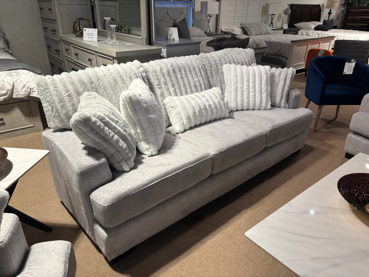 Model 99083GY grey fabric sofa, loveseat, and chair living room set