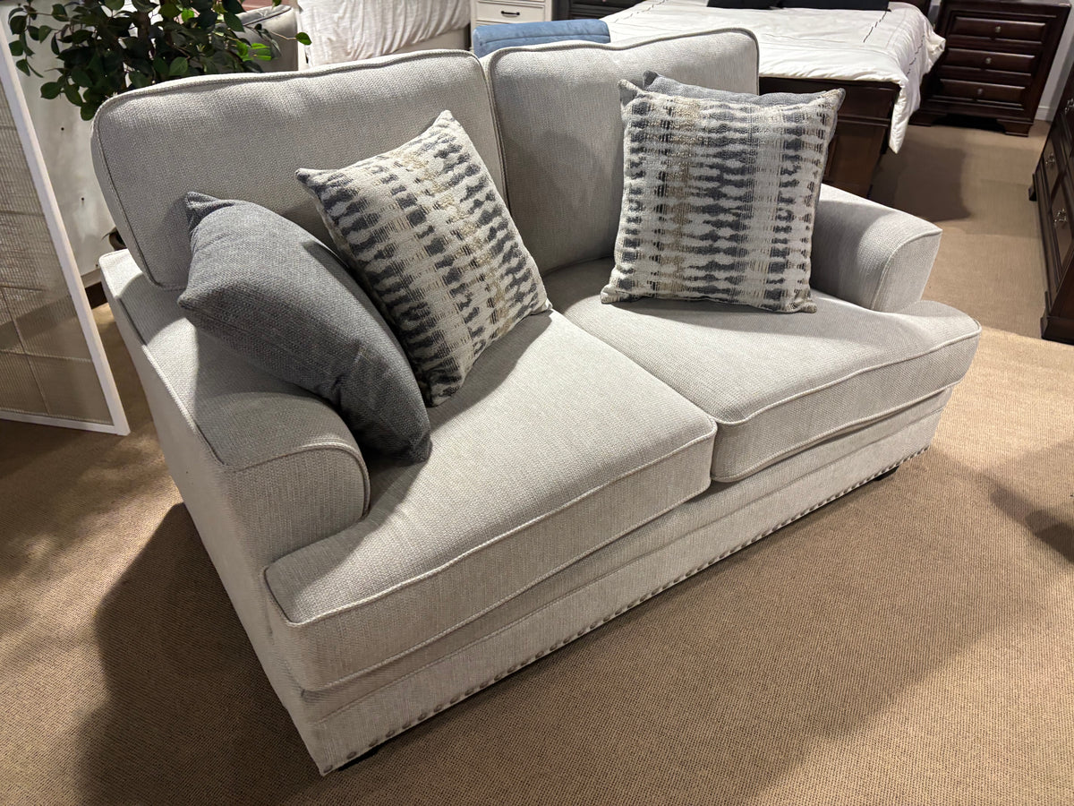 Model 9648SN light grey textured fabric upholstery detail