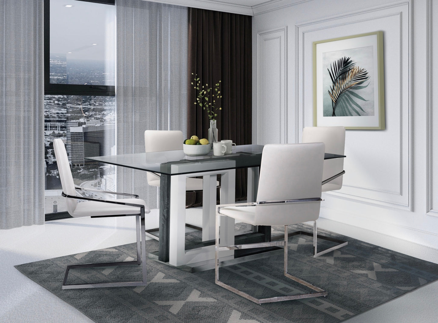 Tempered Glass Top Modern Dining Set Model 6825/3656S