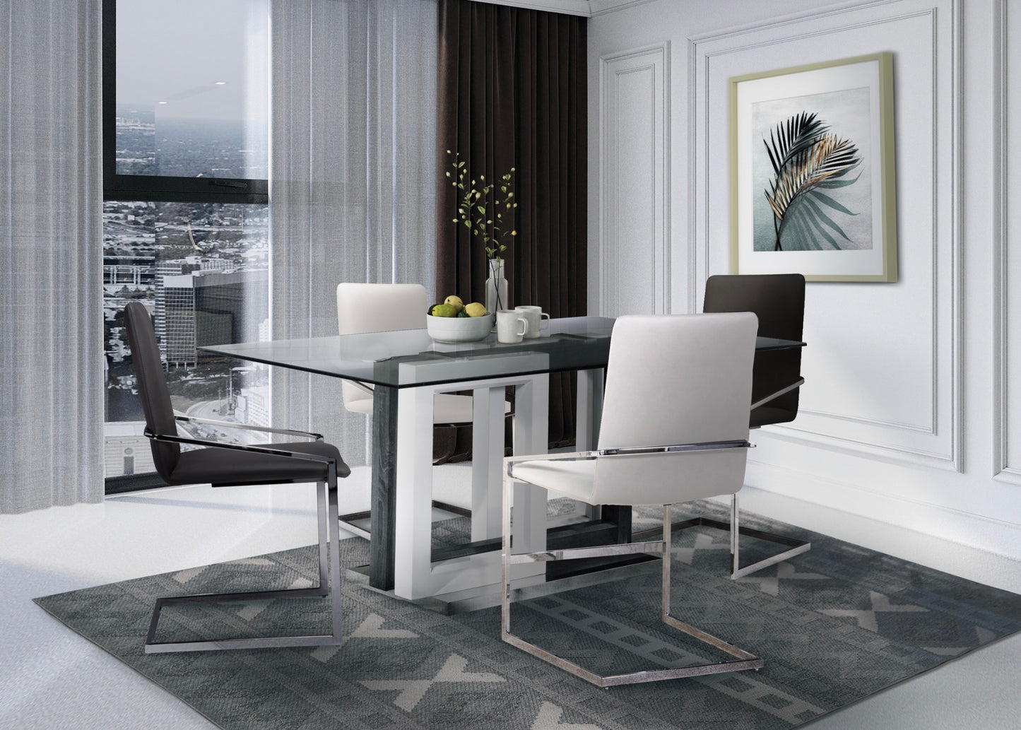 Tempered Glass Top Modern Dining Set Model 6825/3656S