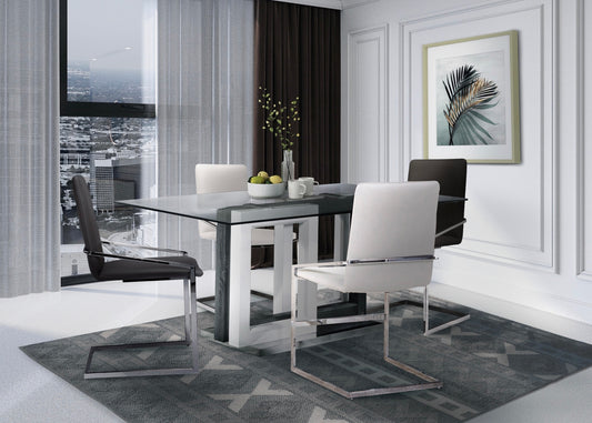 Tempered Glass Top Modern Dining Set Model 6825/3656S