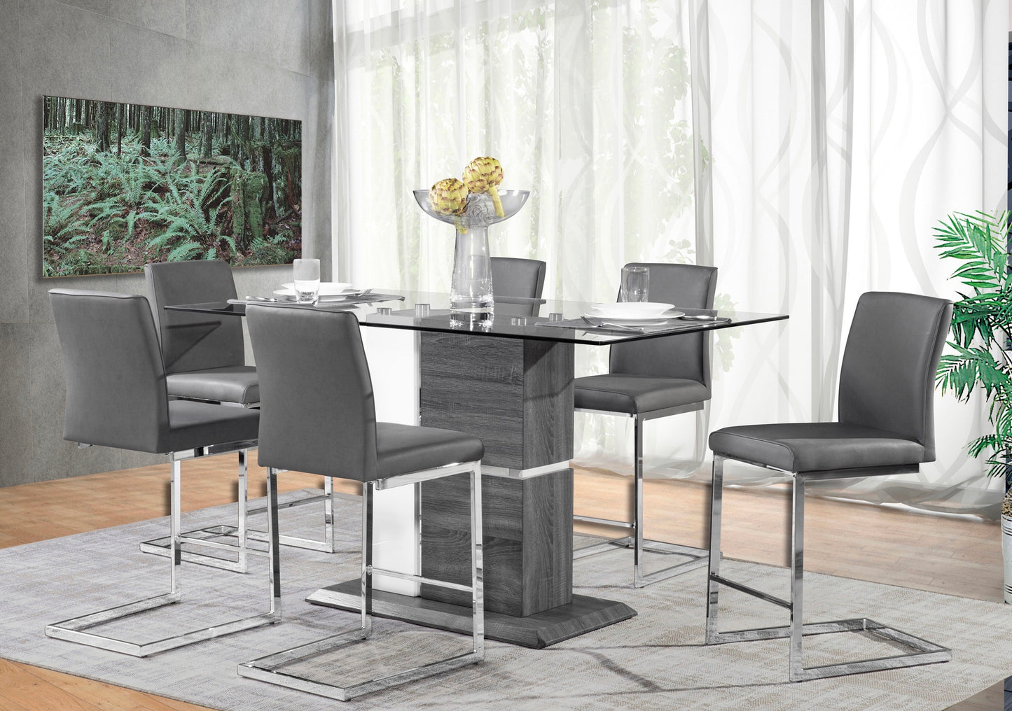 Ensemble de salle à manger avec comptoir en verre, 5 pièces, 6826-36DR5