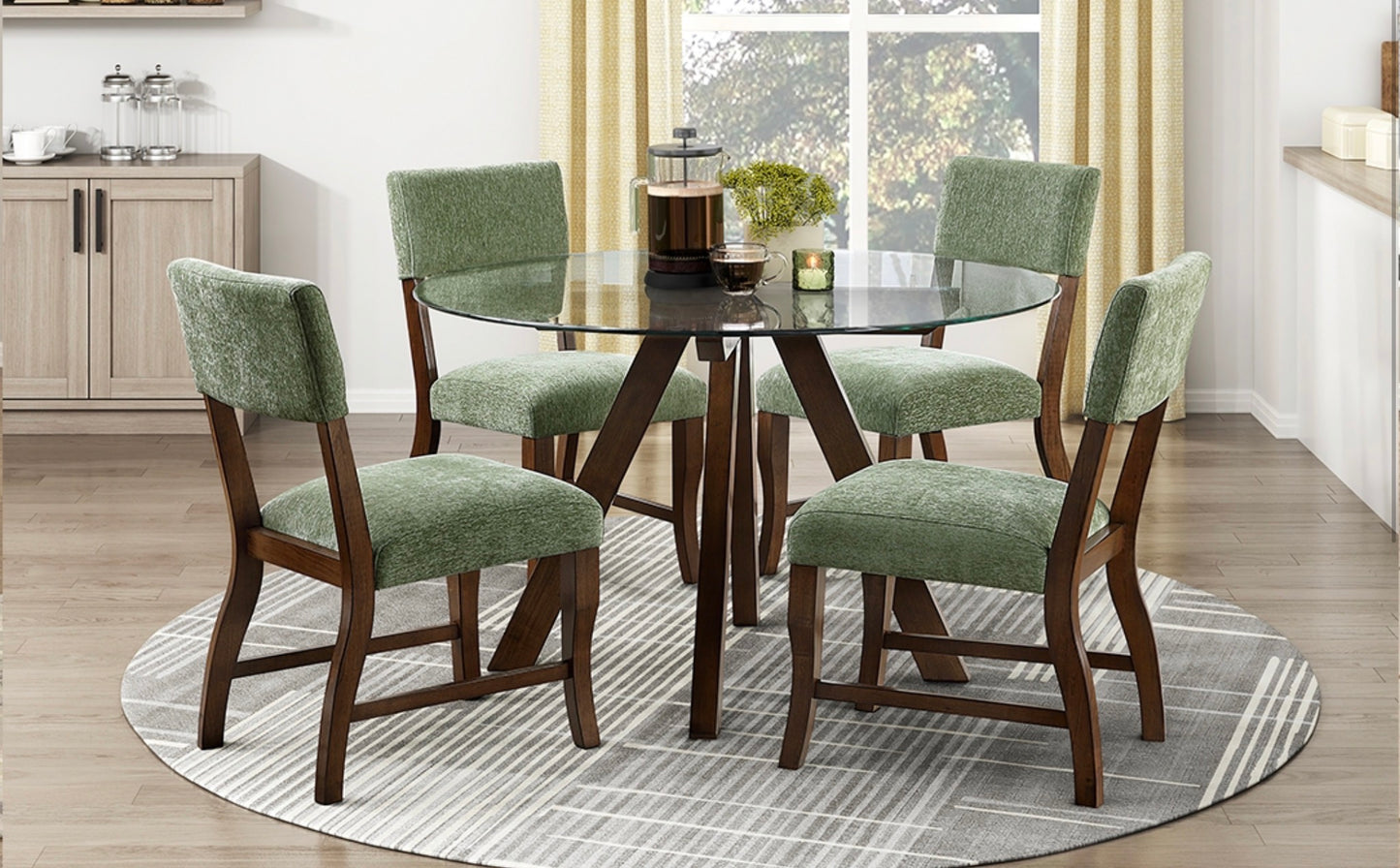 Model 5898  Glass top Dining Set with Grey Color Chairs  California Stocks 6-8 Weeks