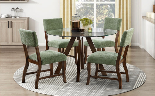 Model 5898  Glass top Dining Set with Olive Color Chairs  California Stocks 6-8 Weeks