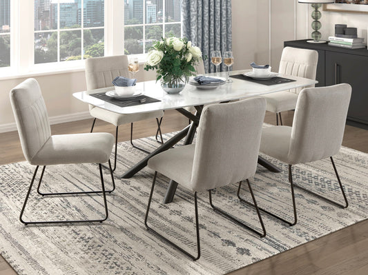 Marble Print Tempered Glass Top Dining Set Model 5919  California Stocks 6-8 weeks