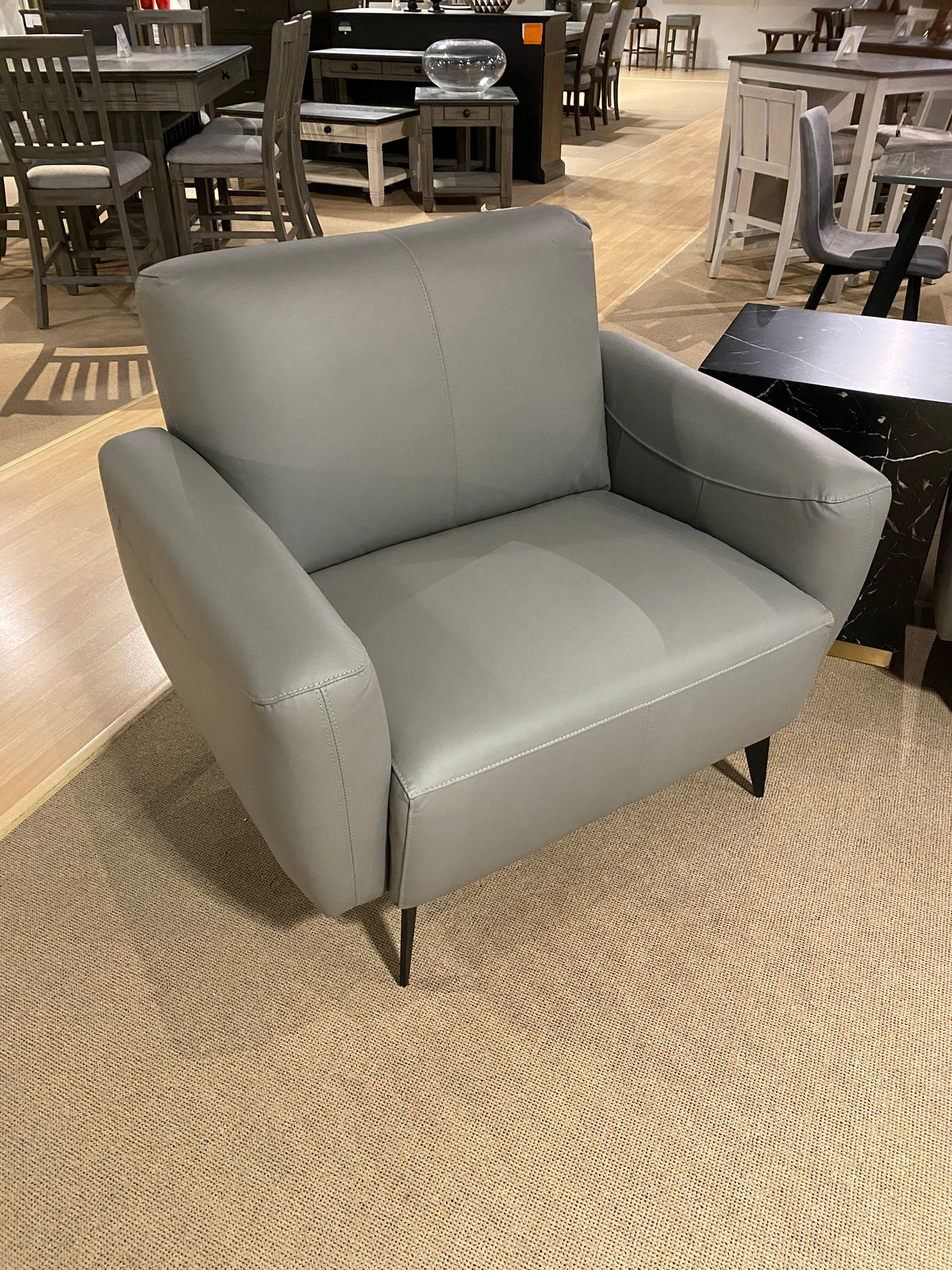 Clearence Model 99954GRY Full Leather Made in Brazil Sofa and Chair
