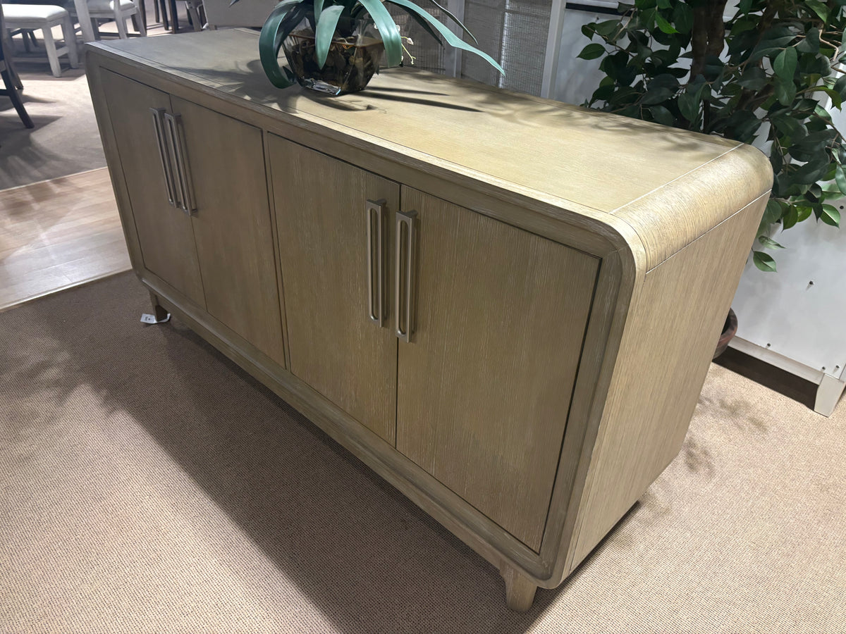 Model 2350 dining set and matching buffet in a warm neutral finish