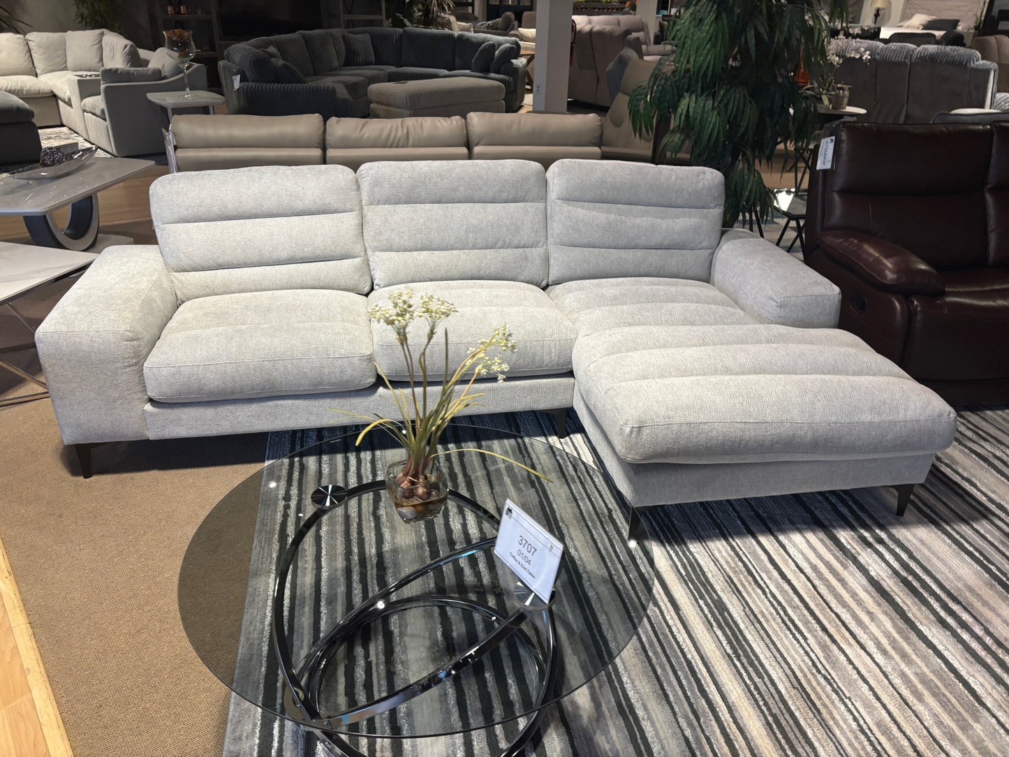 Show Deal Sectional fabric model 99084LGY  right/left chaise options