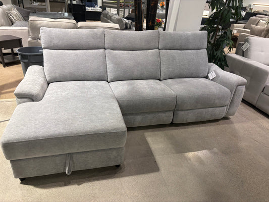 Sectional Sofa with one recliner and storage model 99027GY left/right chaise storage