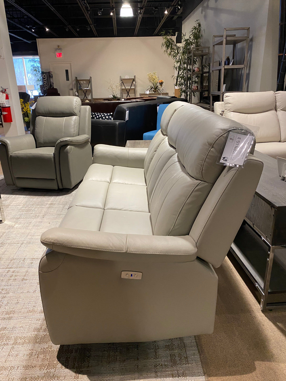Model 99840PN gray leather power recliner chair