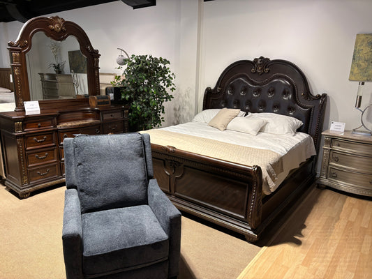 Show Deal  Bedroom Set Model 1757 Cherry Brown & Silver colors limited Stocks. -