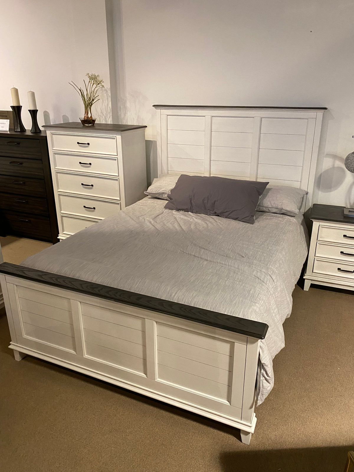 Close-up of Model 1463 built-in electrical outlets and dual USB charging ports