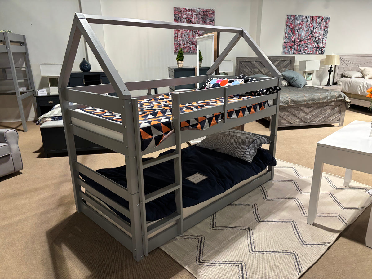 Model B2004TTLGY grey twin-over-twin bunk bed