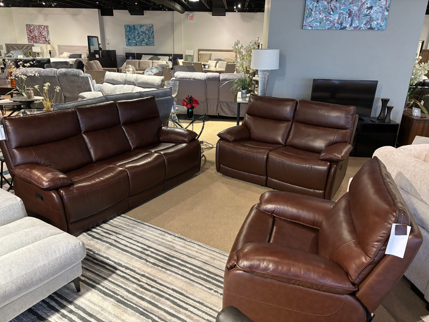 Show Deal  leather Manual  Recliners model 9736BRW