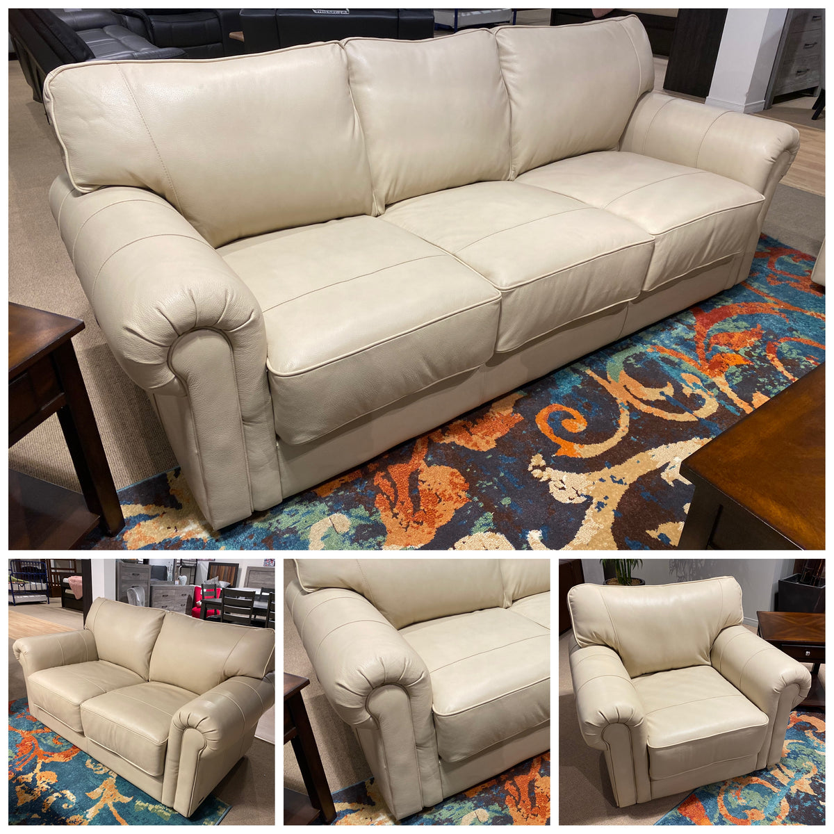 Clearence Model 99953BRW Full Leather Made in Brazil Sectional Sofa, Love Seat & Chair