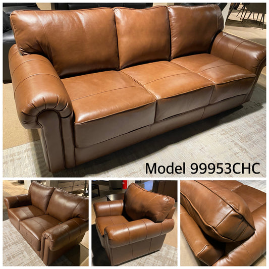 Clearence Model 99953CHC Full Leather Made in Brazil Sectional Sofa, Love Seat & Chair (Copy)