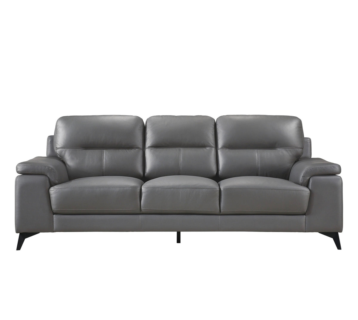 Model 9514 dark grey leather sofa front view