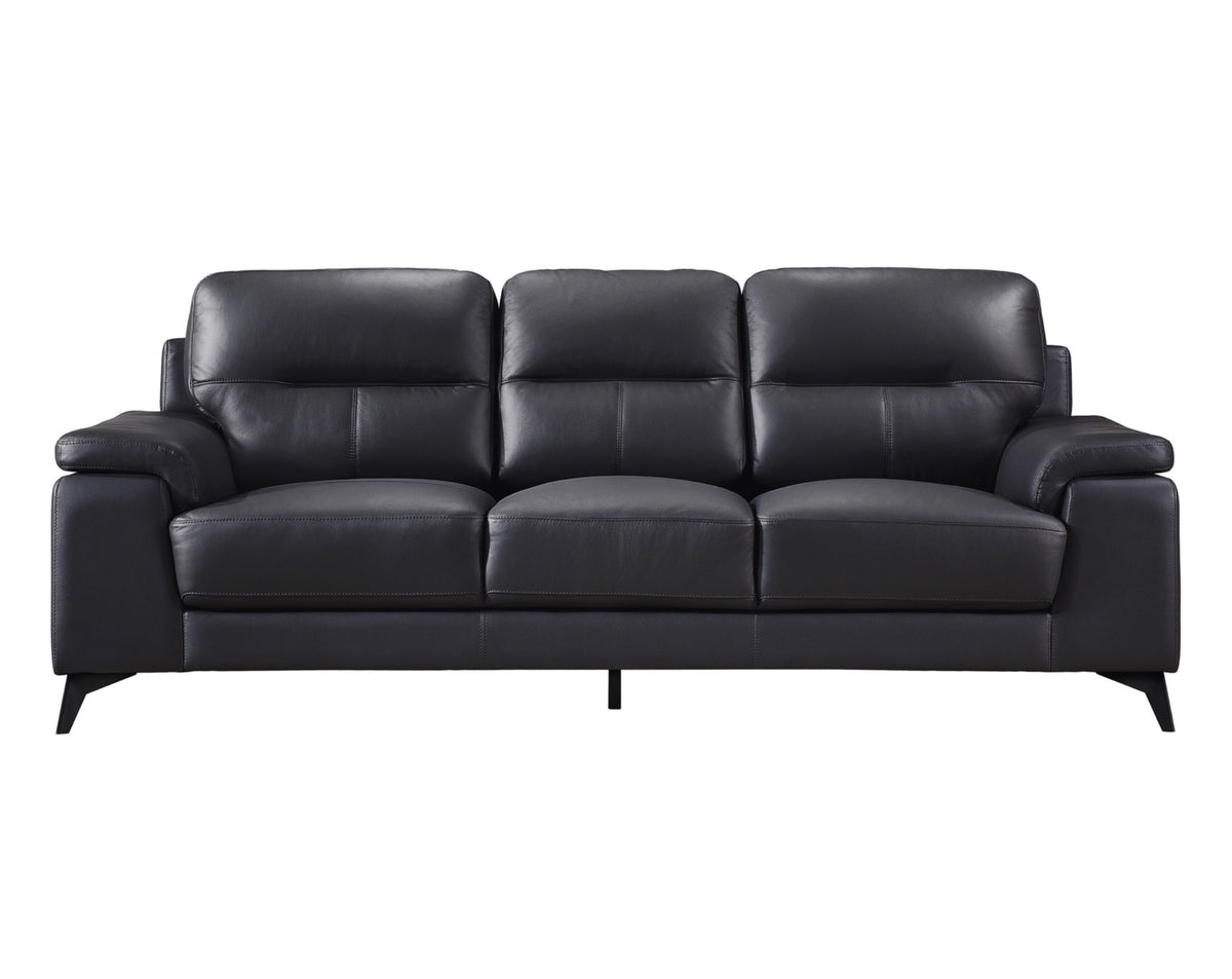 Model 9514 black leather sofa front view