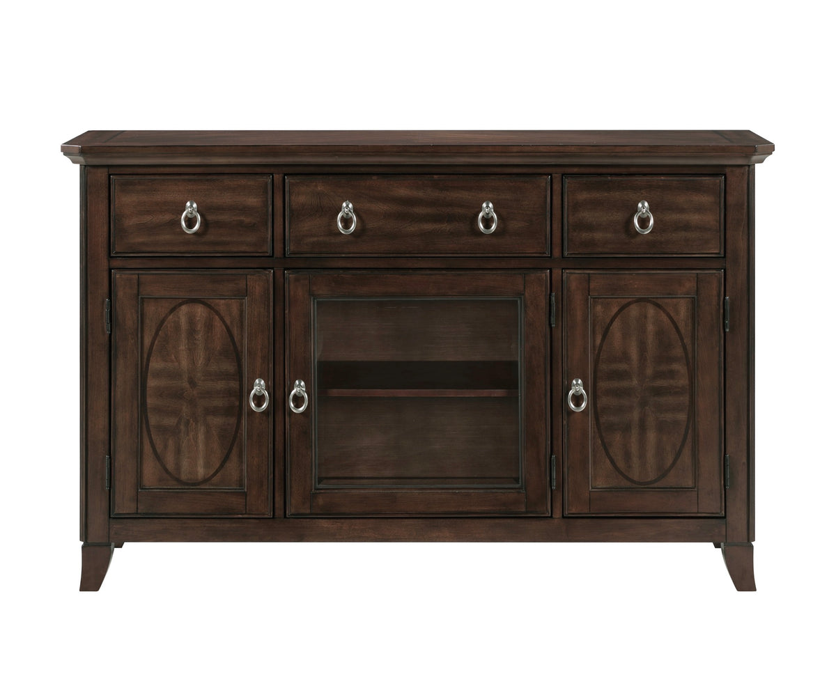 Model 5962 matching dark wood buffet with decorative doors and drawers