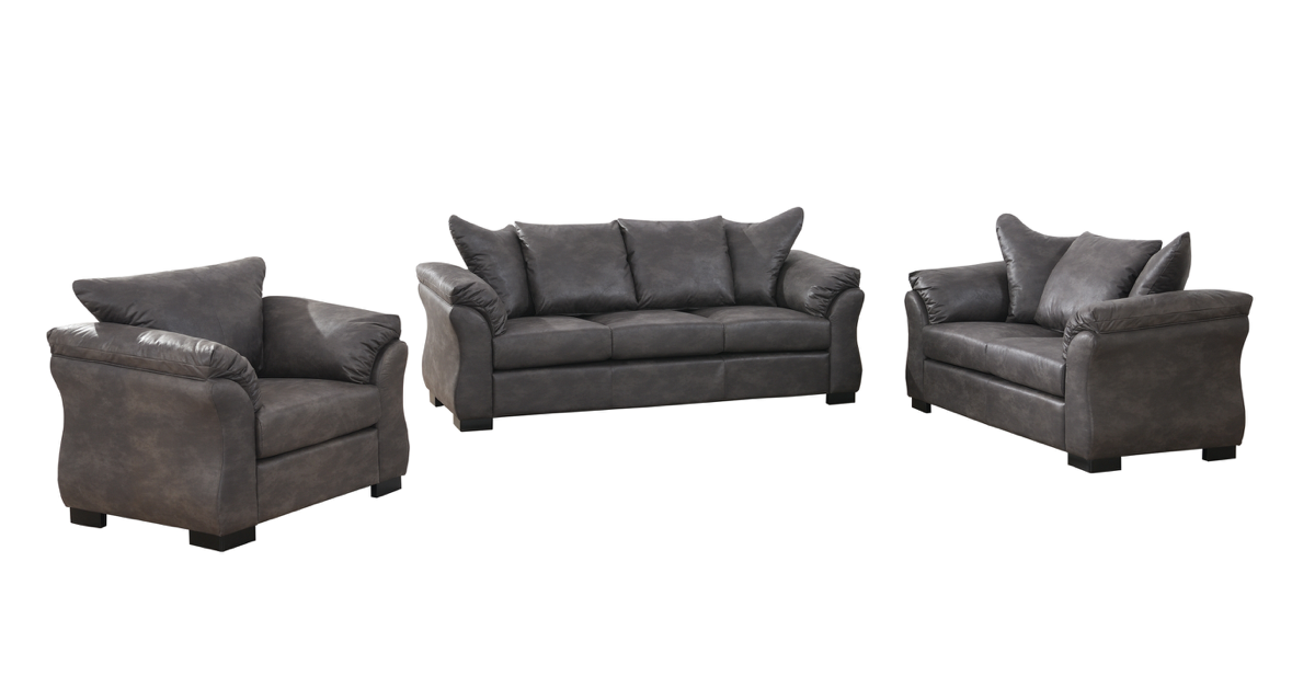 Model 99075CHR charcoal fabric sofa loveseat and chair set